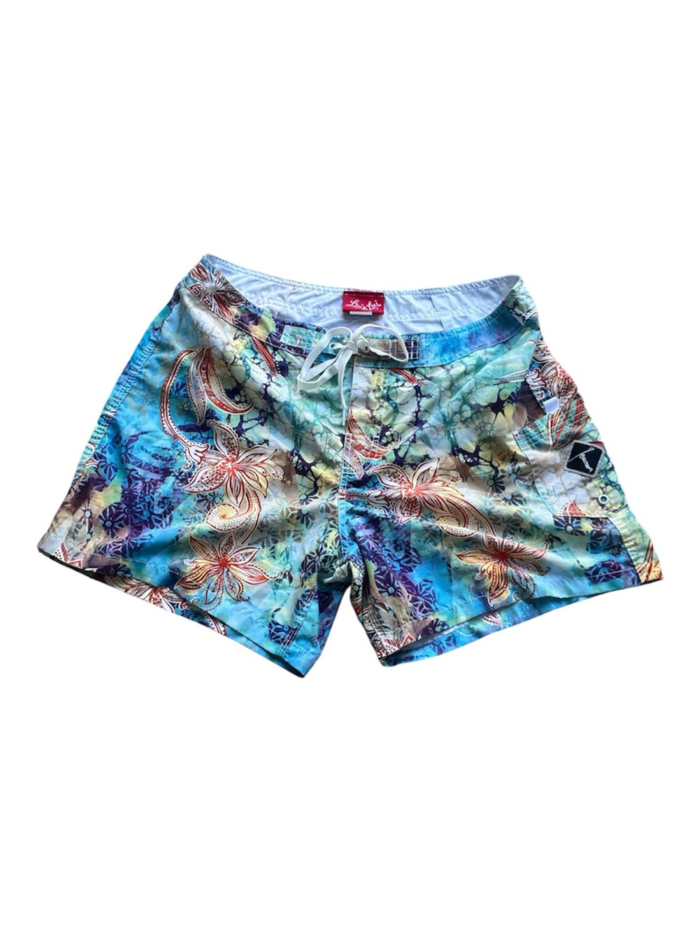 LUI LUI Youth Girl's Surfer Board Shorts Size 15 Hook & Loop Fly with Tie Floral
